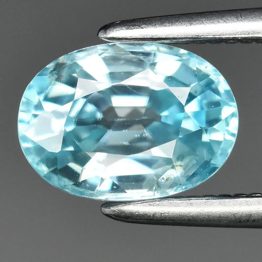 1.36ct ETW Natural Blue Zircon Gemstone – Oval Cut