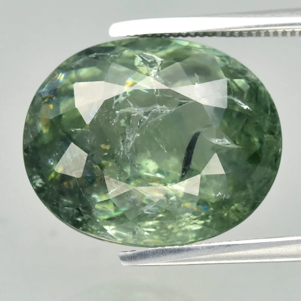 10.15ct ETW Green Tourmaline Gemstone - Oval Cut