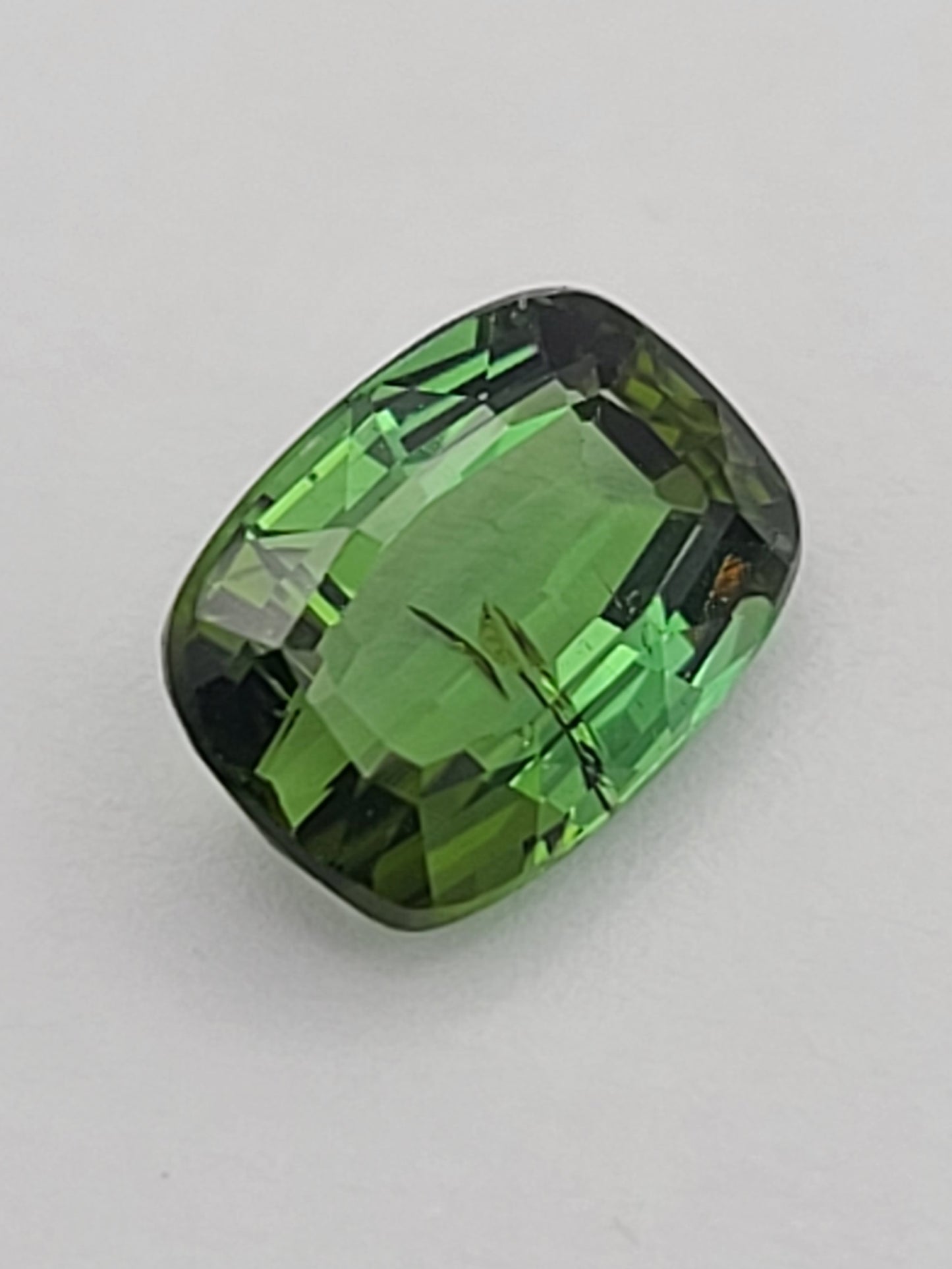 3.31ct ETW Natural Green Tourmaline Gemstone – Cushion Cut