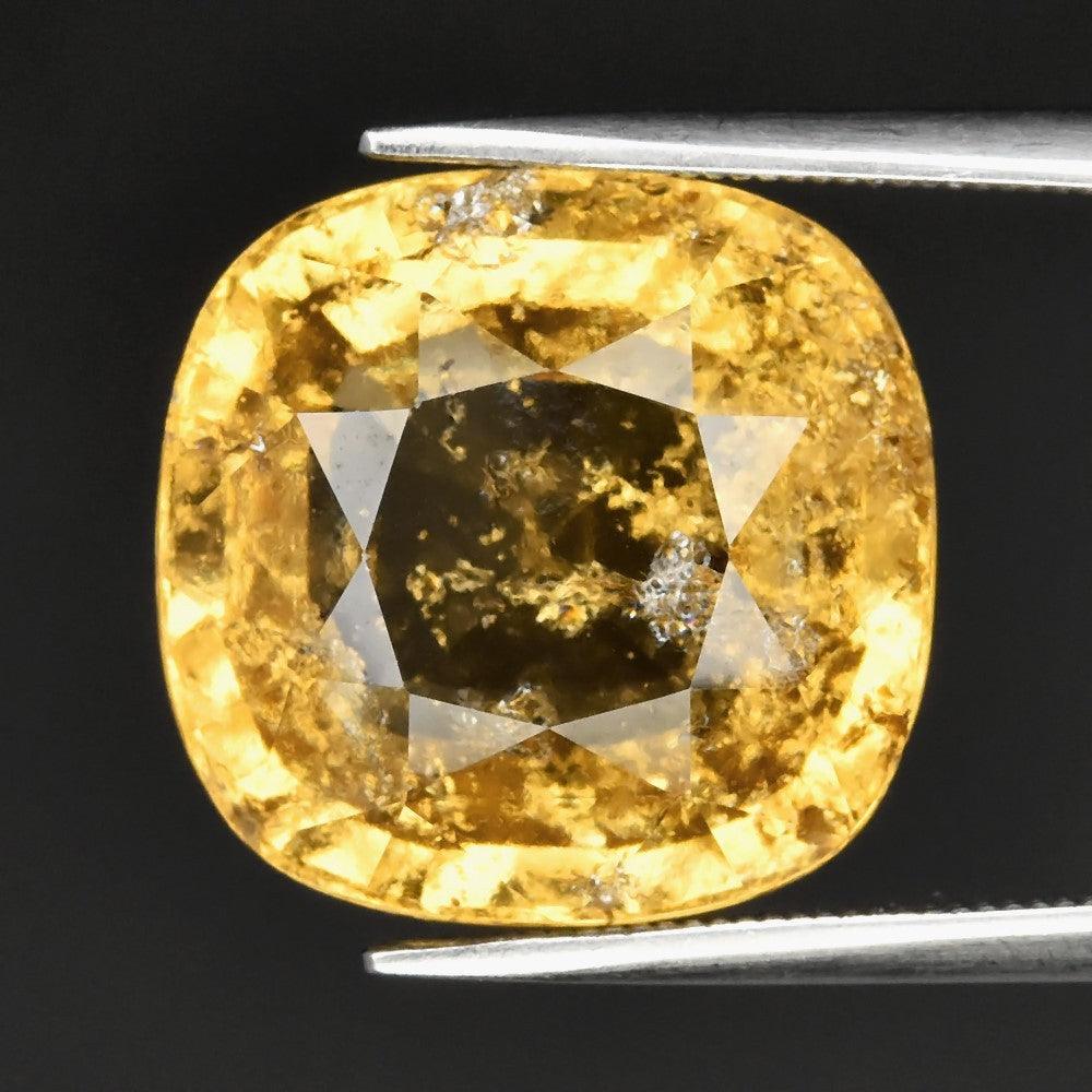 16.99ct ETW Earth-Mined Yellow Grossular Garnet – Cushion Cut, Large Stone