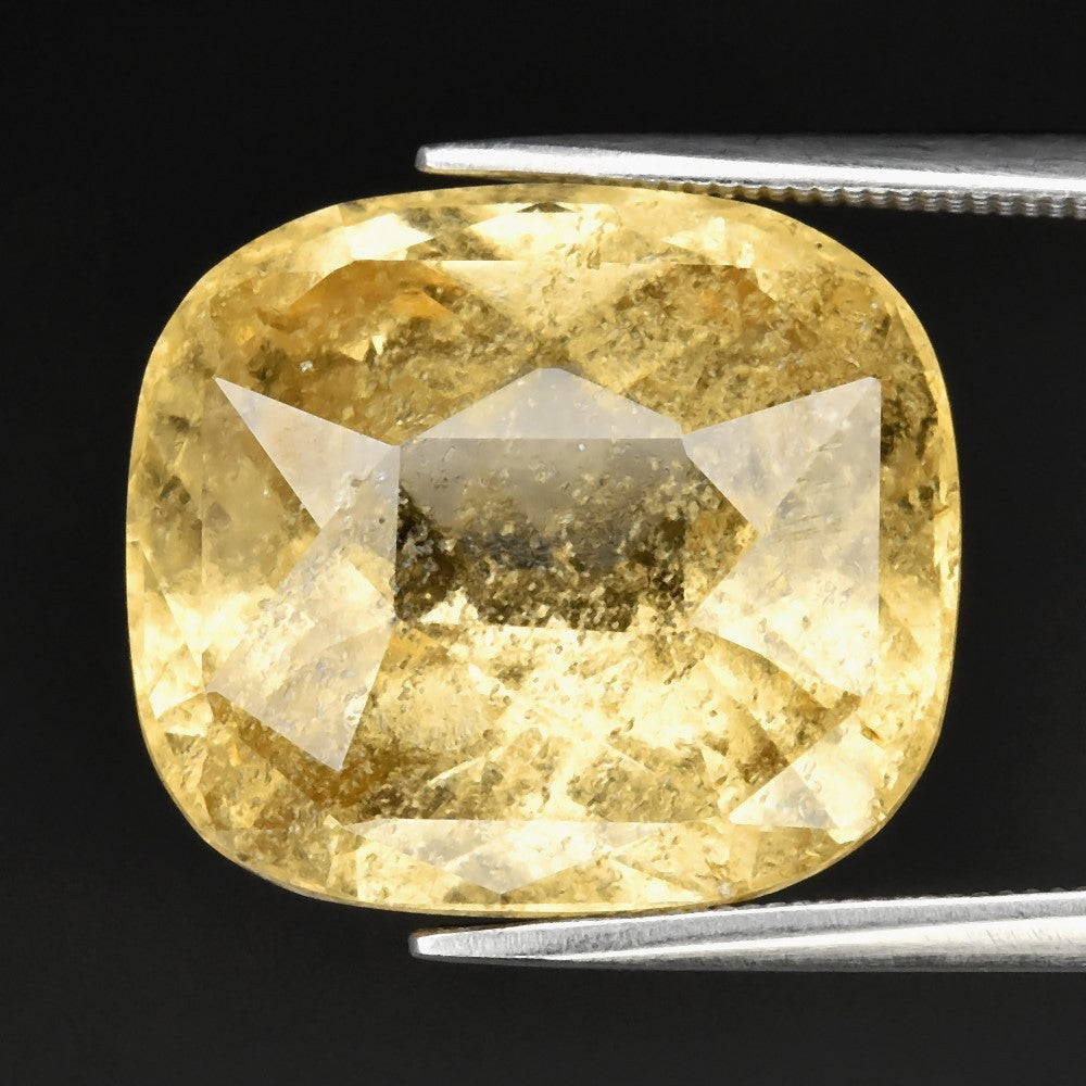 19.09ct ETW Earth-Mined Yellow Grossular Garnet – Cushion Cut, Large Stone