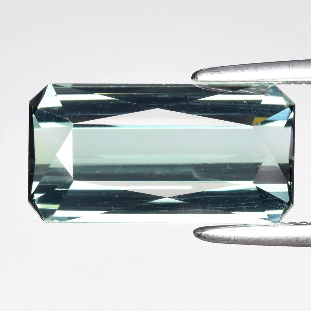 2.75ct ETW Bluish Green Tourmaline Gemstone - Elongated Emerald Cut