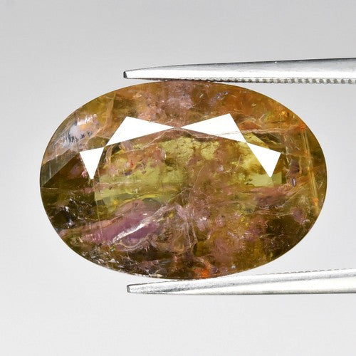 20.46ct ETW Earth-Mined Pink-Yellowish Green Tourmaline – Oval Cut, Unheated