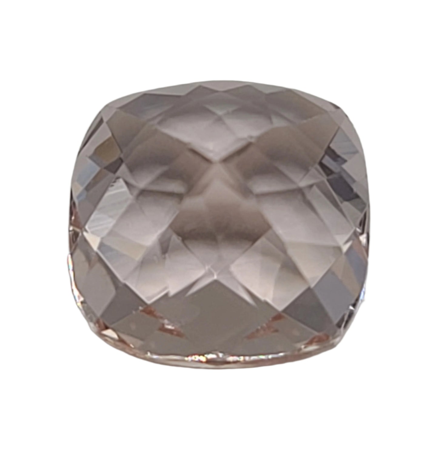 3.0ct ETW Natural Morganite Gemstone - Square Cut, Checkerboard Pattern