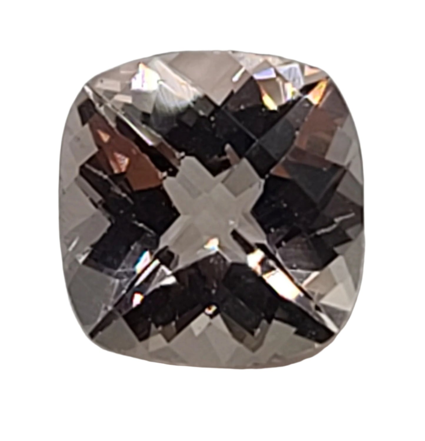 3.0ct ETW Natural Morganite Gemstone - Square Cut, Checkerboard Pattern