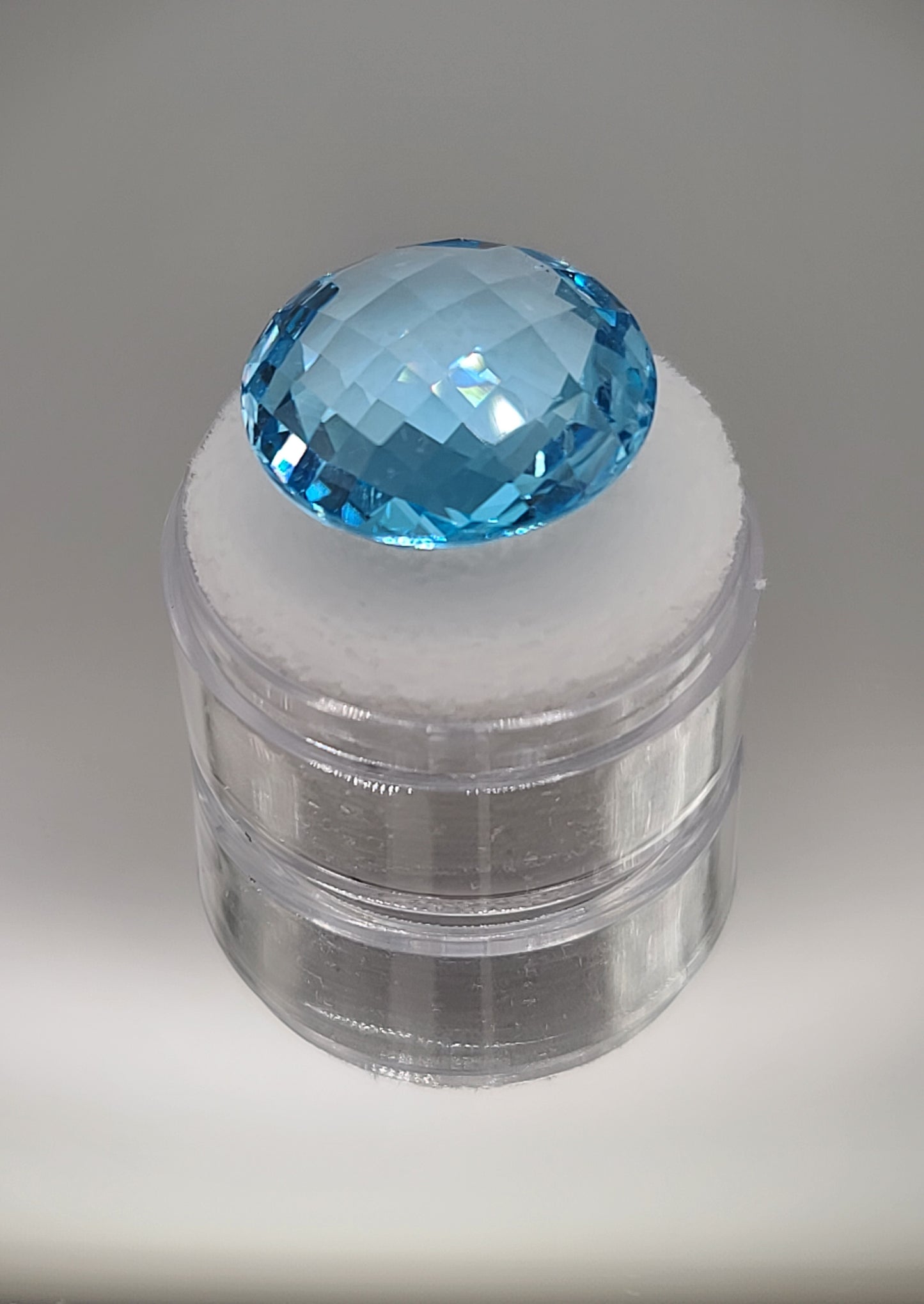 31.92ct ETW Natural Blue Topaz Gemstone - Round Double Sided Checker Cut