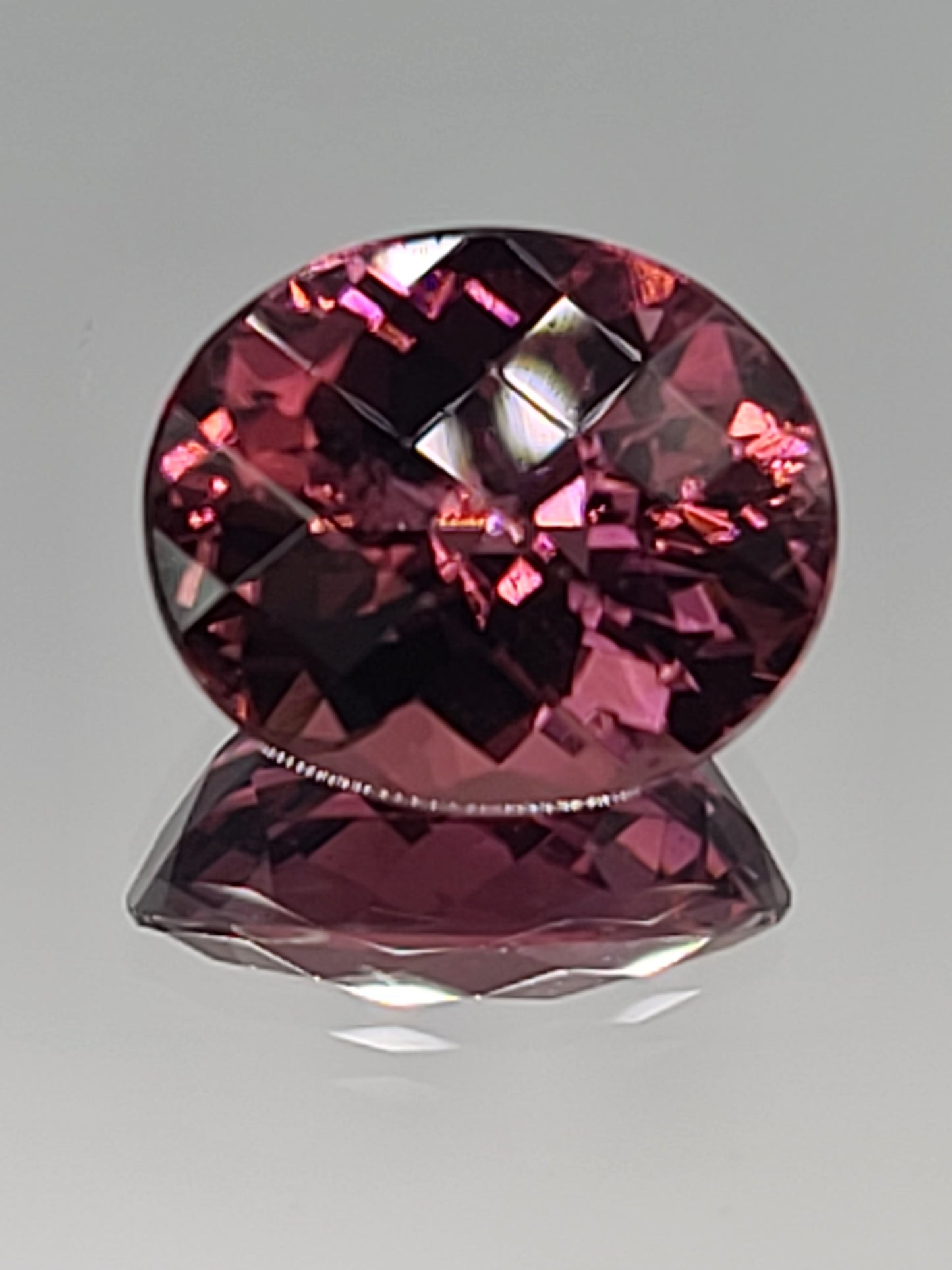 5.45ct Natural Deep Pink Oval Tourmaline - Checkerboard