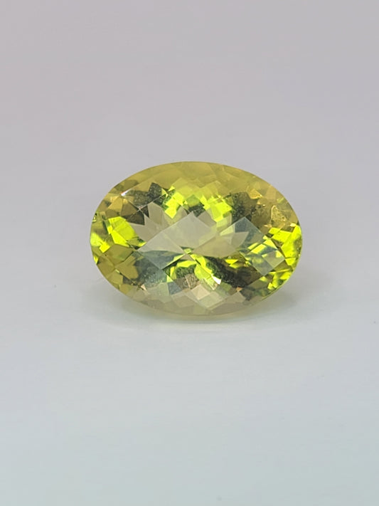 11.7ct ETW Natural Lemon Quartz Gemstone - Oval Cut