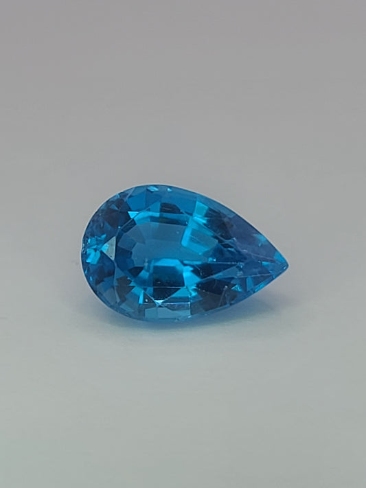 7.76ct ETW Natural Swiss Blue Topaz Gemstone - Pear Cut