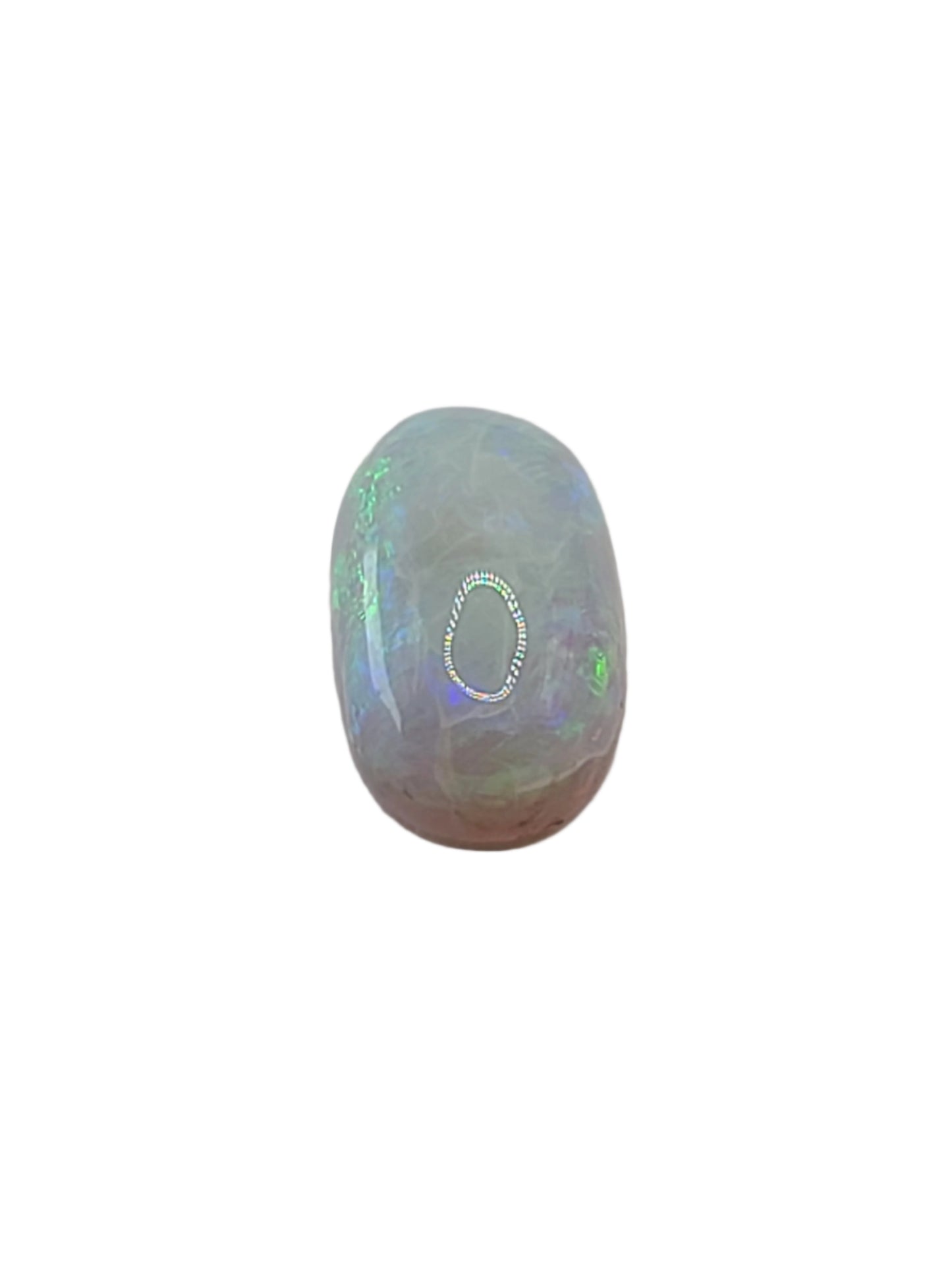 8.72ct ETW Natural White Opal Gemstone - Oval Cut Cabochon