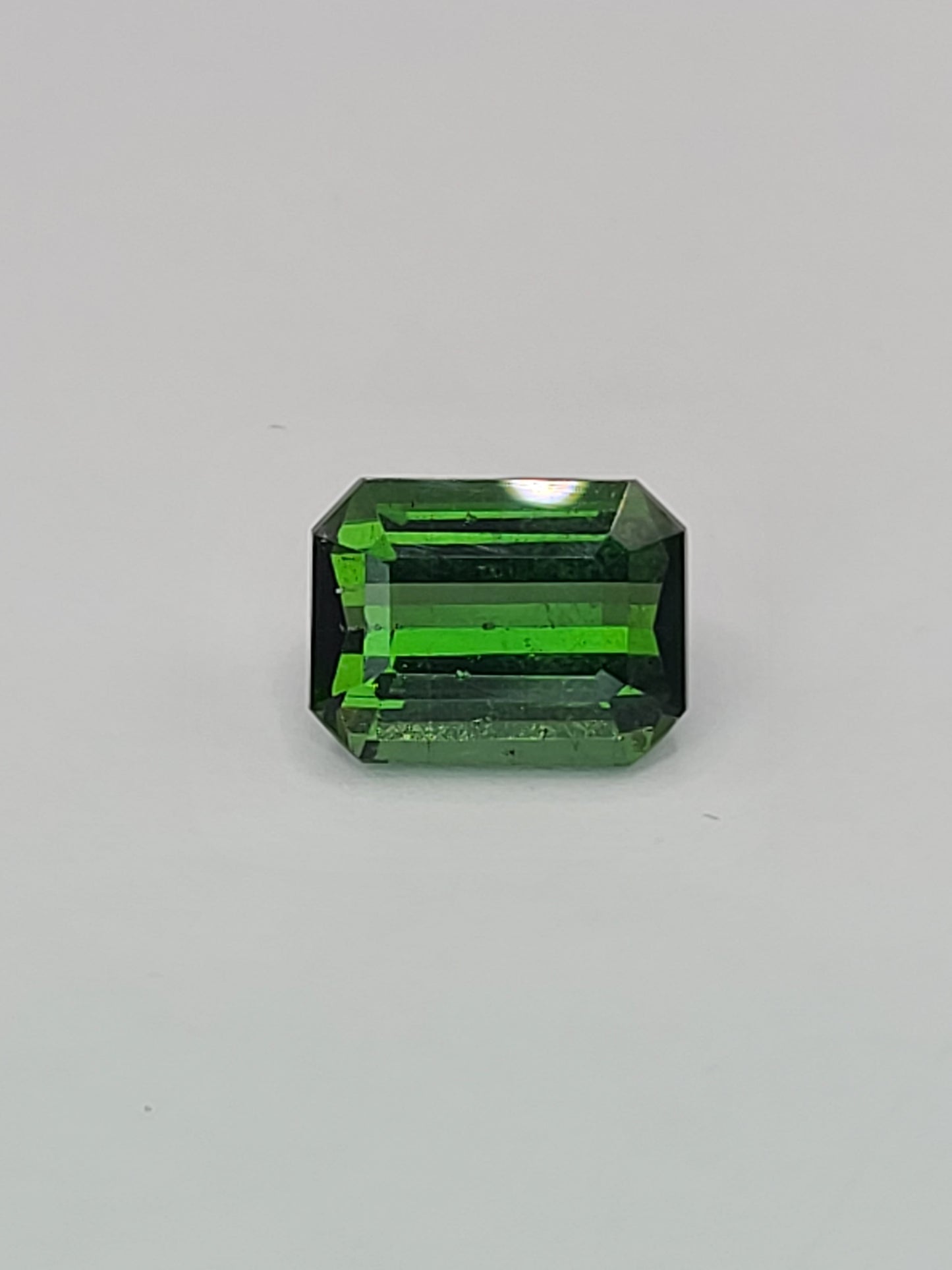 6.43ct ETW Natural Green Tourmaline Gemstone - Emerald Cut