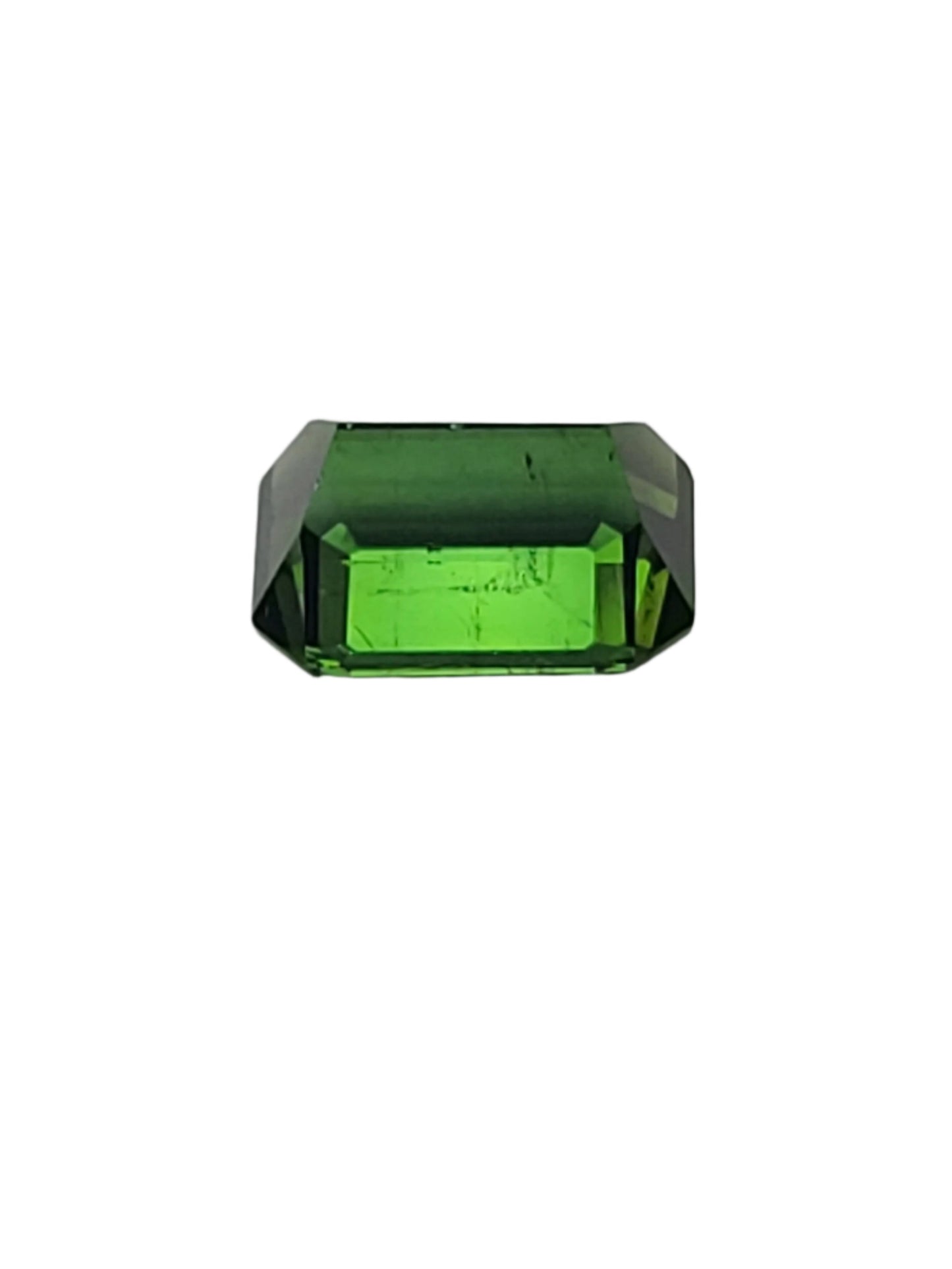 6.43ct ETW Natural Green Tourmaline Gemstone - Emerald Cut