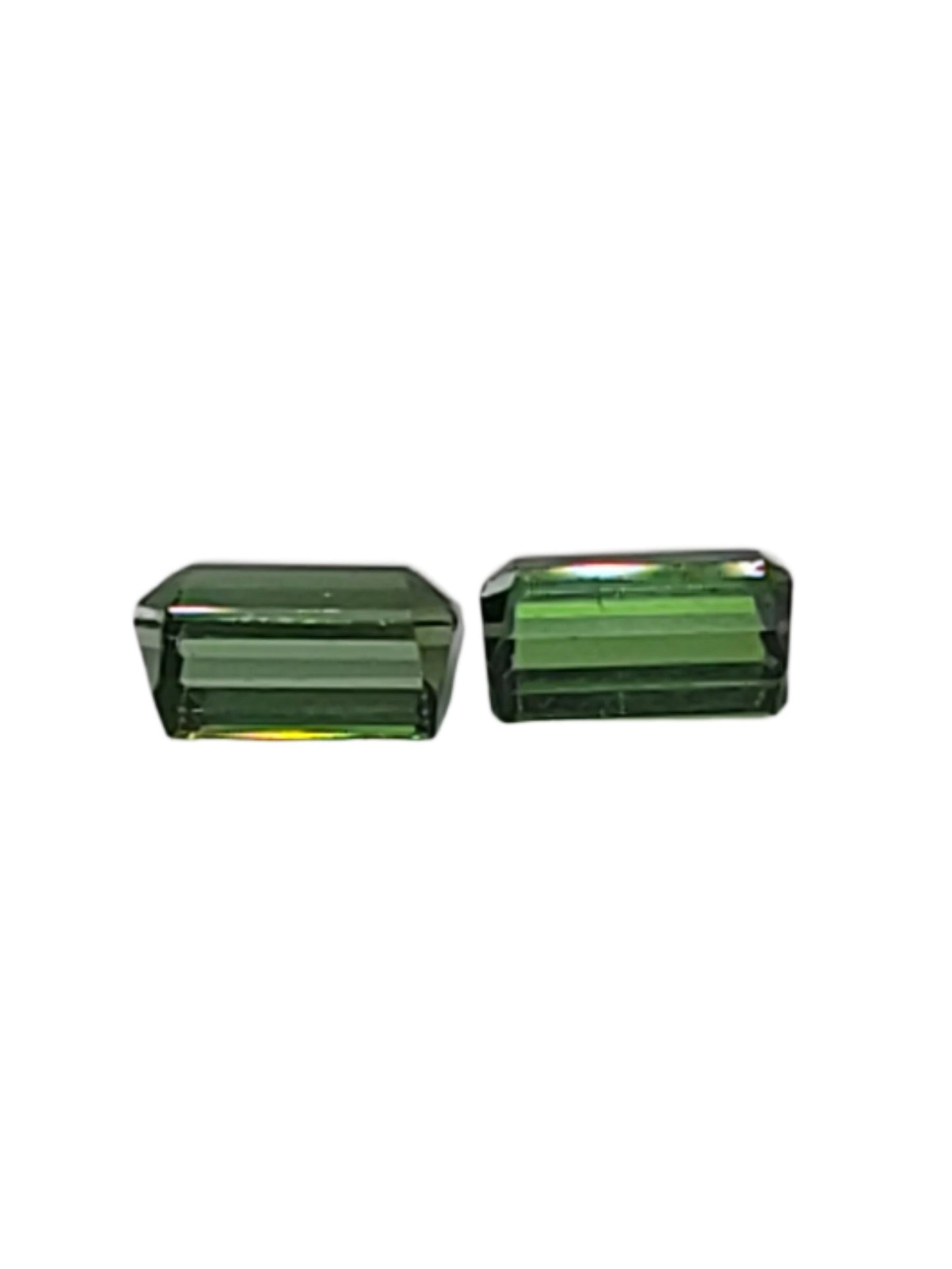 2.52ct ETW Pair Of Natural Green Tourmaline Gemstone - Emerald Cut