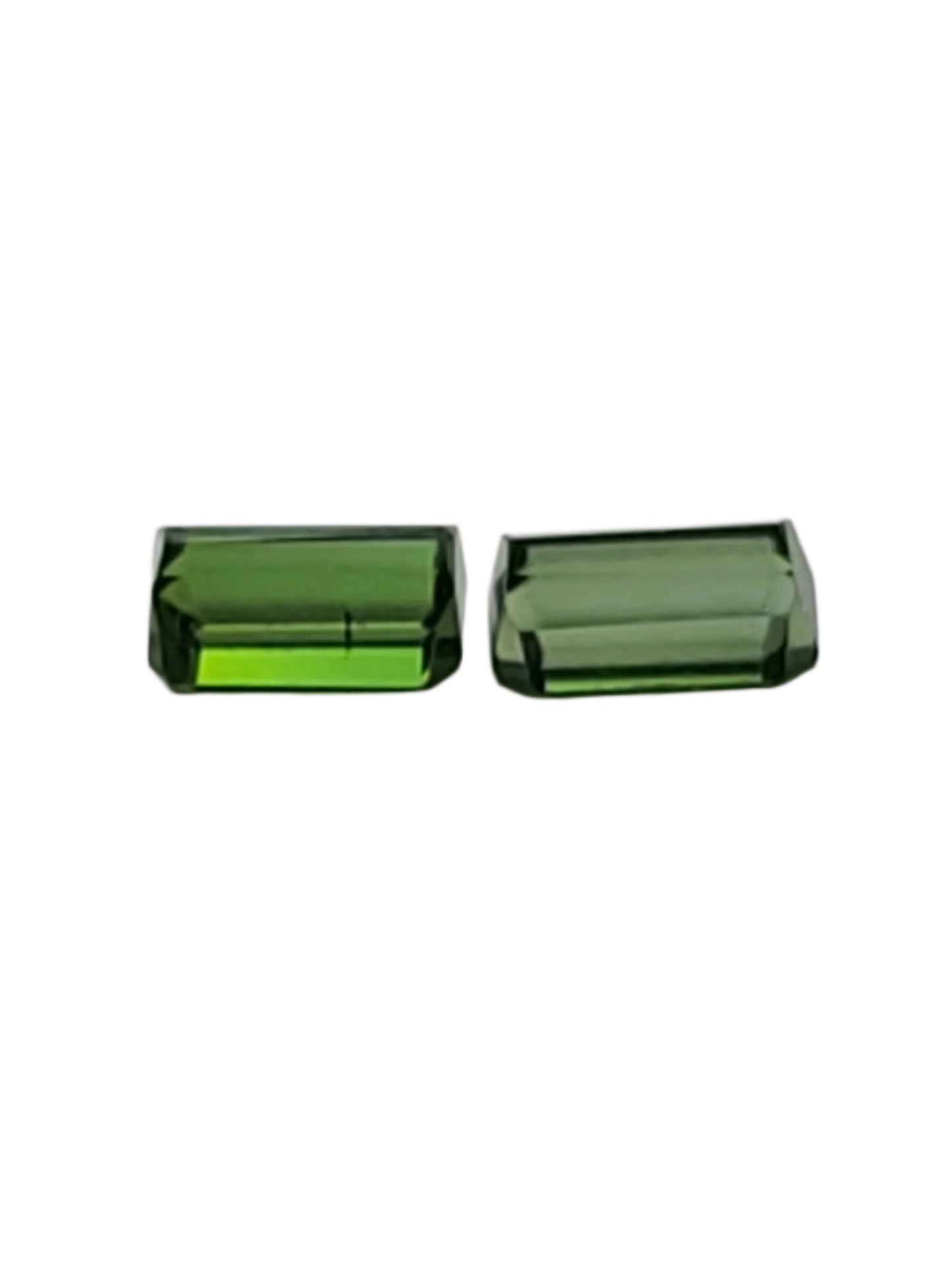 2.52ct ETW Pair Of Natural Green Tourmaline Gemstone - Emerald Cut