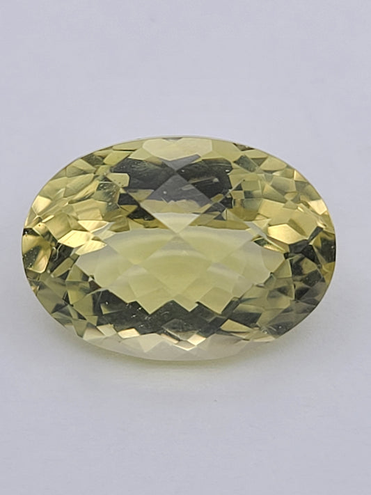 13.28ct ETW Lemon Quartz Gemstone - Oval Cut Checkerboard