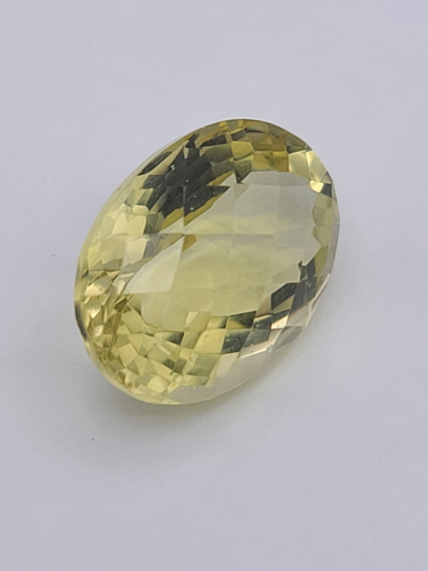 13.28ct ETW Lemon Quartz Gemstone - Oval Cut Checkerboard