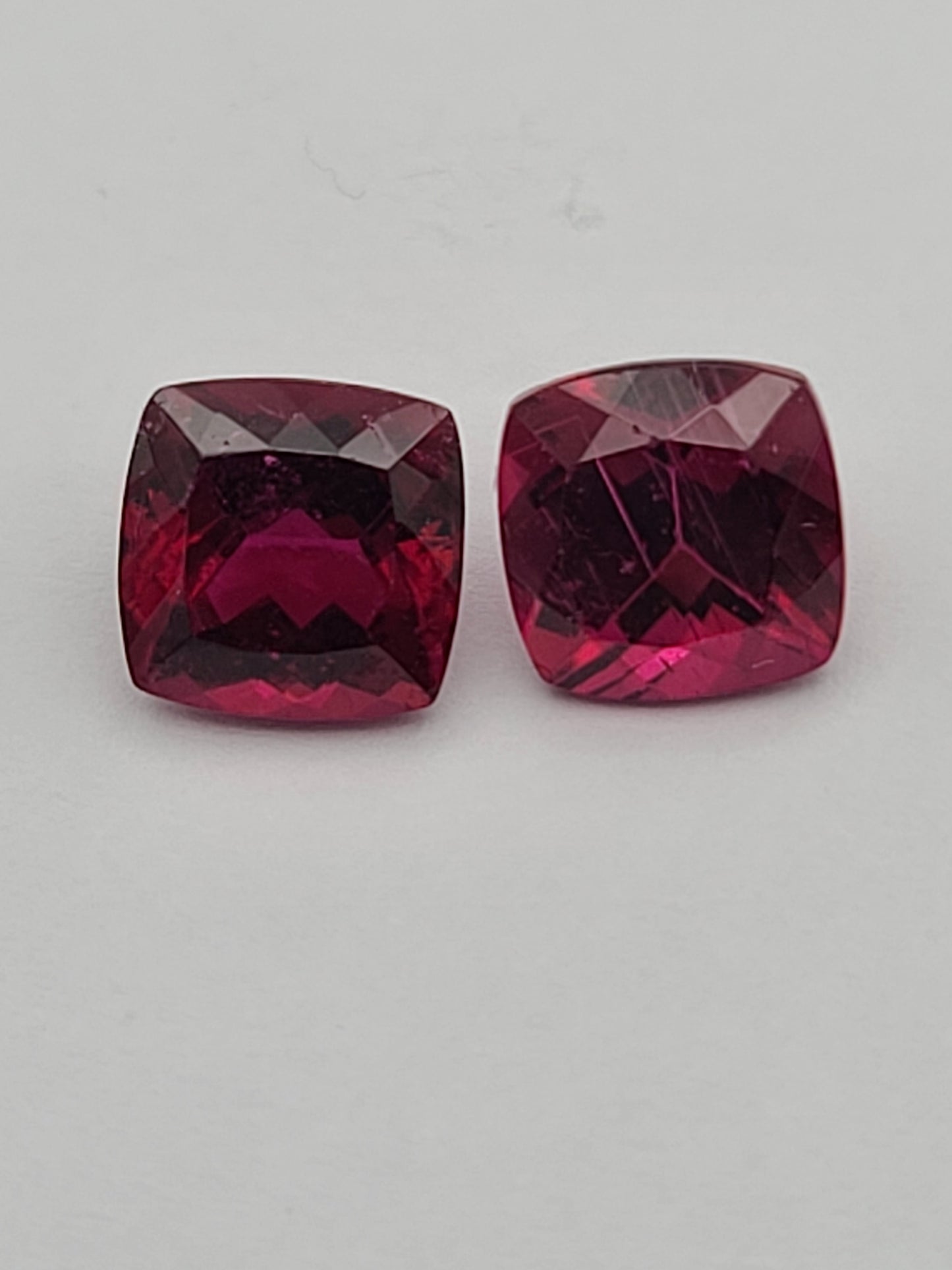 5.05ct ETW Pair of Rubellite Tourmaline Gemstones - Cushion Cut