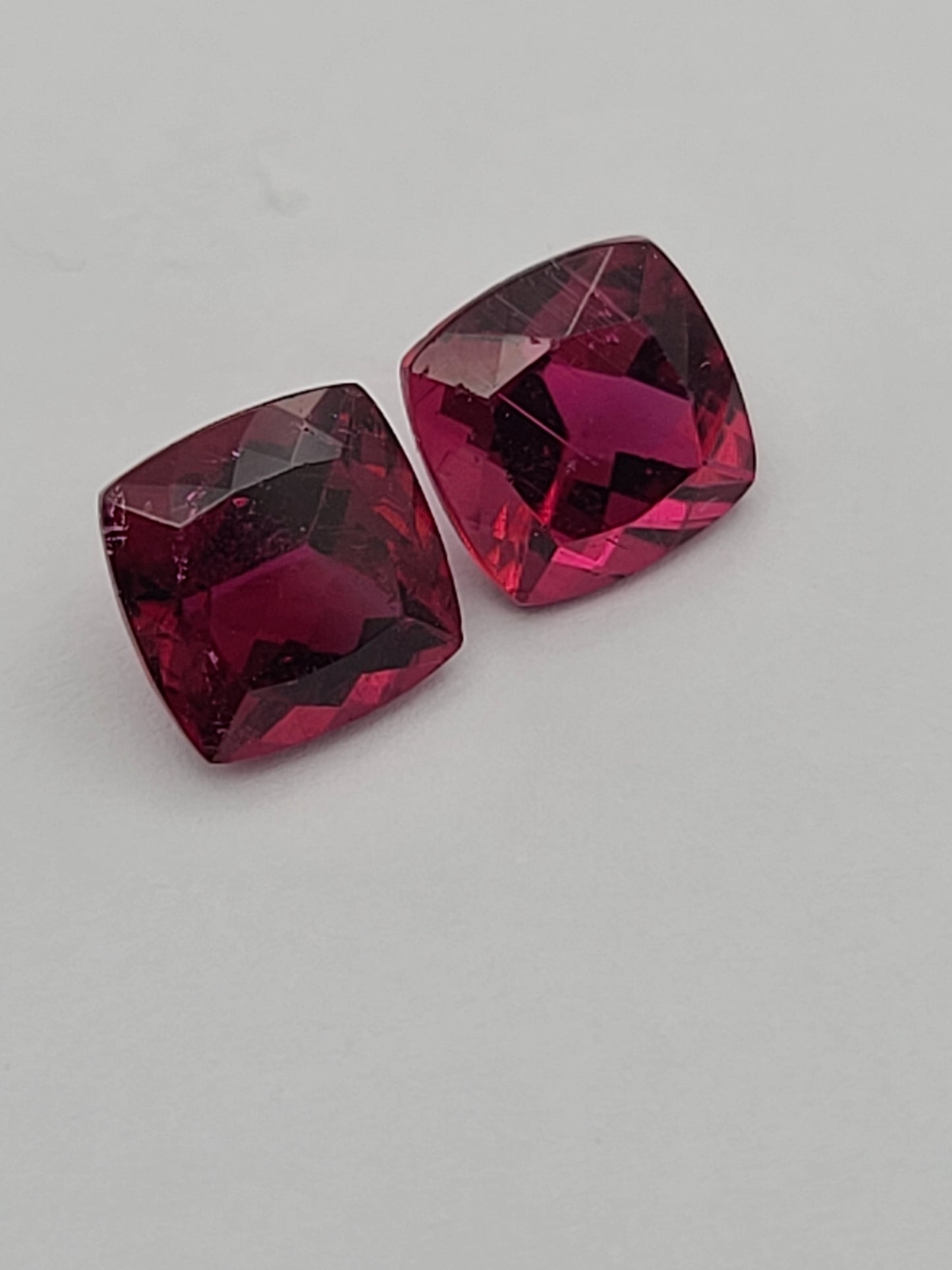 5.05ct ETW Pair of Rubellite Tourmaline Gemstones - Cushion Cut