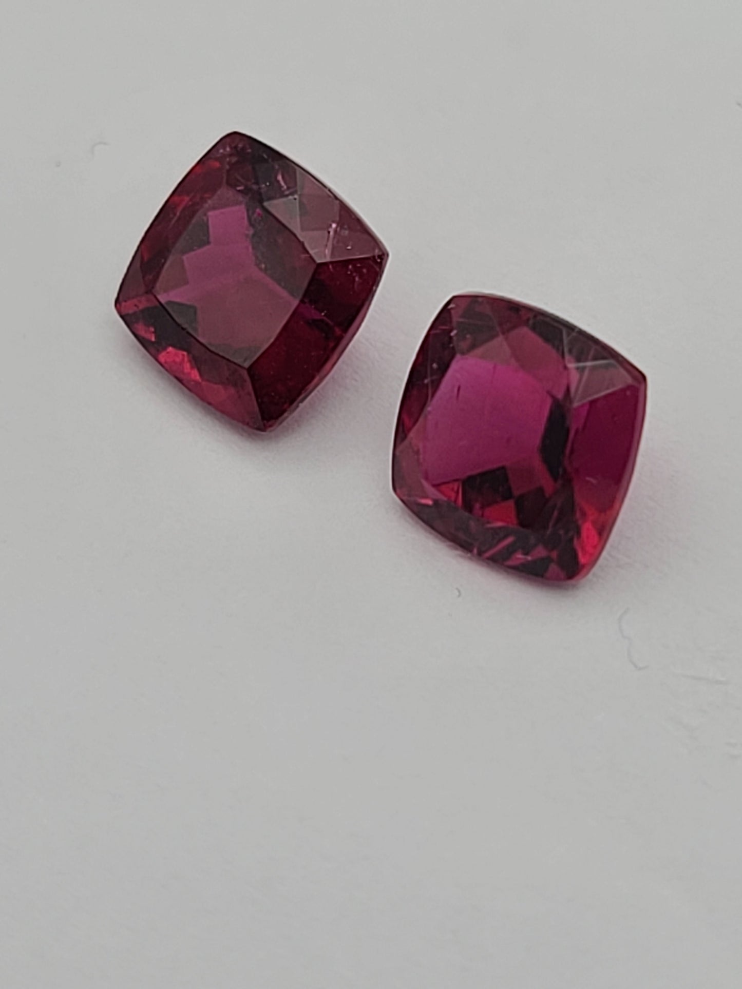 5.05ct ETW Pair of Rubellite Tourmaline Gemstones - Cushion Cut