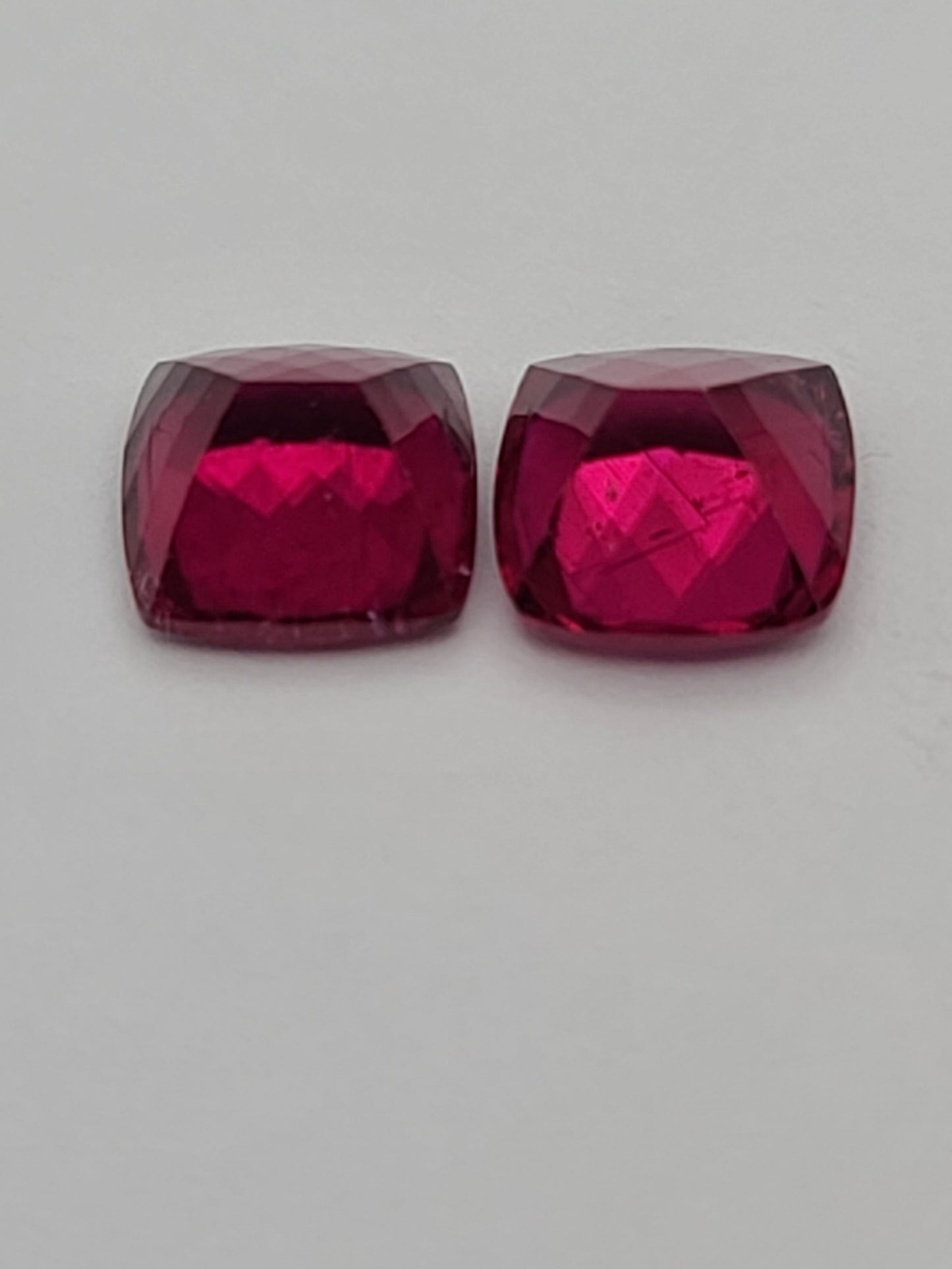 5.05ct ETW Pair of Rubellite Tourmaline Gemstones - Cushion Cut
