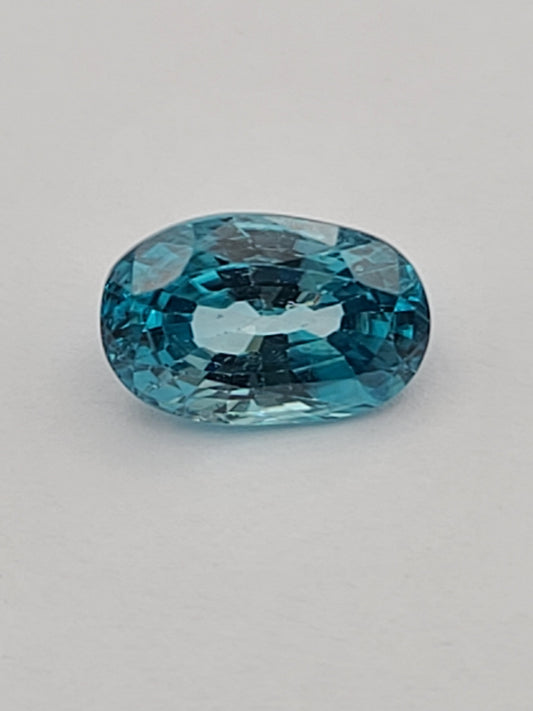 3.61ct ETW Blue Zircon Gemstone - Oval Cut