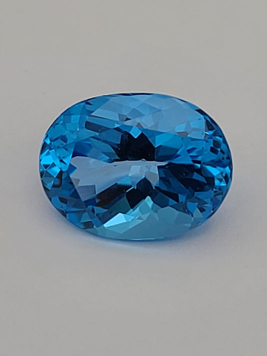 12.19ct ETW Swiss Blue Topaz Gemstone - Oval Cut