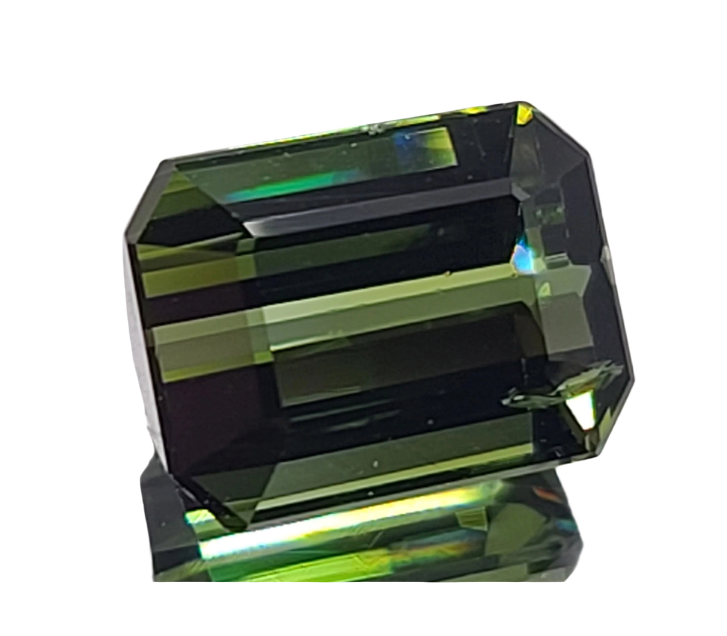 3.2ct ETW Green Tourmaline Gemstone - Natural - Emerald Cut