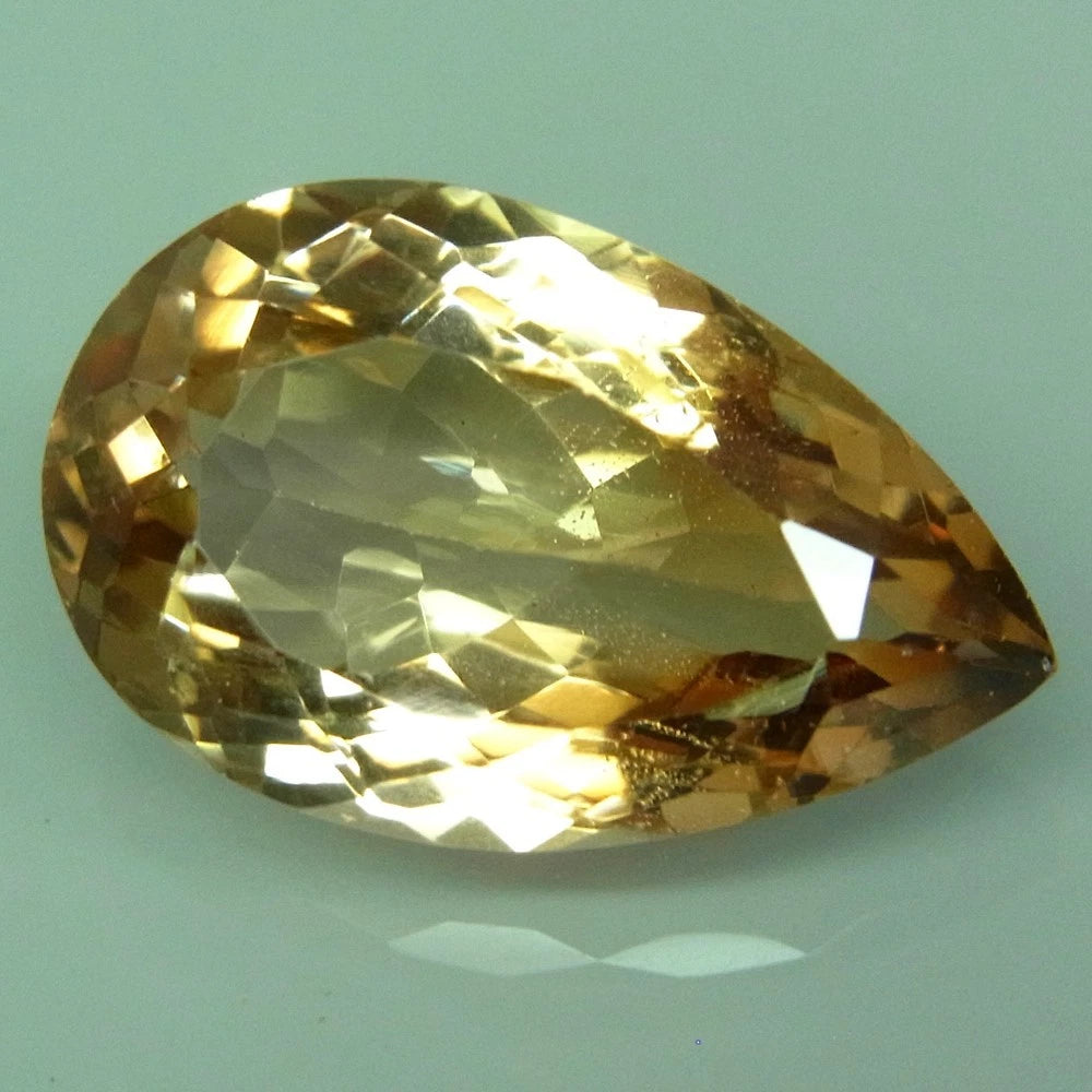 12.50ct ETW Apricot Peach Topaz Gemstone – Brazil - Pear Cut