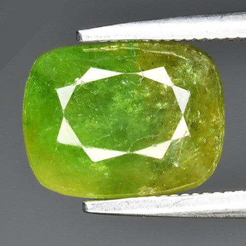 4.06ct Earth-Mined Yellowish Green Grossular-Andradite Garnet – Cushion Cut