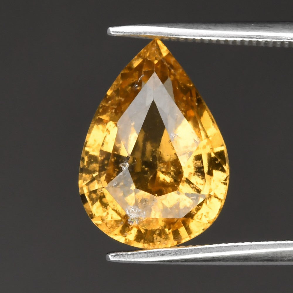 4.98ct ETW Earth-Mined Yellow Grossular Garnet – Pear Cut, Unheated