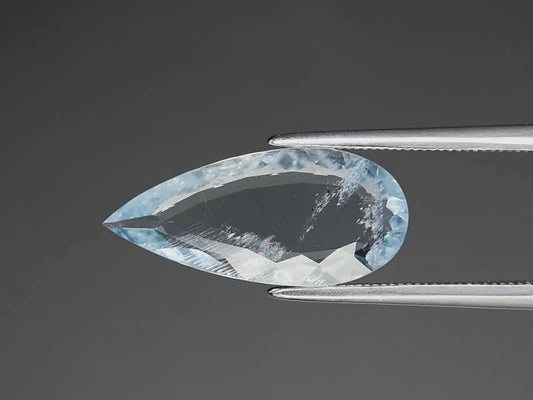 3.16ct ETW Natural Light Blue Aquamarine Gemstone – Pear Cut