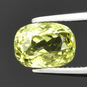 1.18ct 6.5x5mm Cushion Natural Yellowish Green Grossular Garnet - Mali Gem