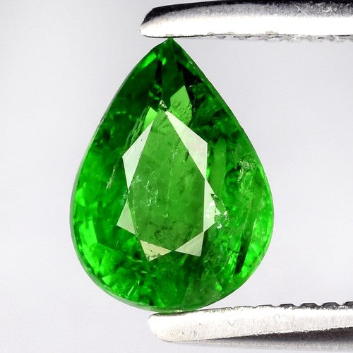 0.77ct ETW Earth-Mined Green Tsavorite Garnet – Pear Cut, Unheated
