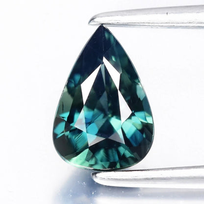 0.85ct ETW Earth-Mined Blue Green Sapphire – Pear Cut, Unheated