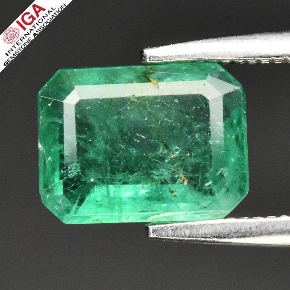 1.30ct ETW Earth-Mined Green Emerald – Octagon Cut, IGA Certified - Discounted