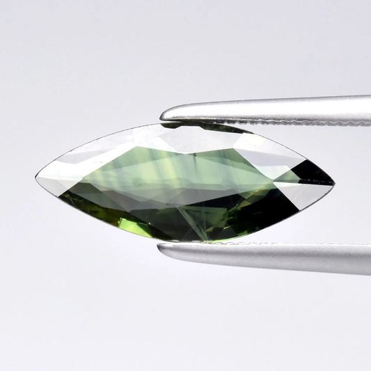 1.32ct ETW Earth-Mined Green Blue Sapphire – Marquise Cut, Heated