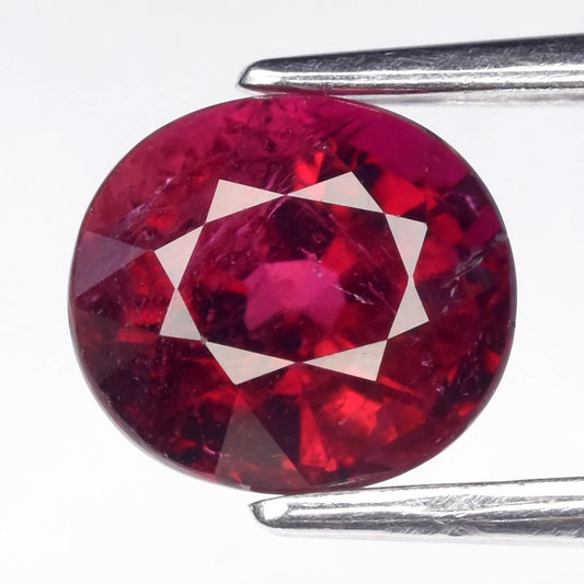 1.41ct ETW Reddish Purple Rubellite Tourmaline Gemstone - Oval Cut