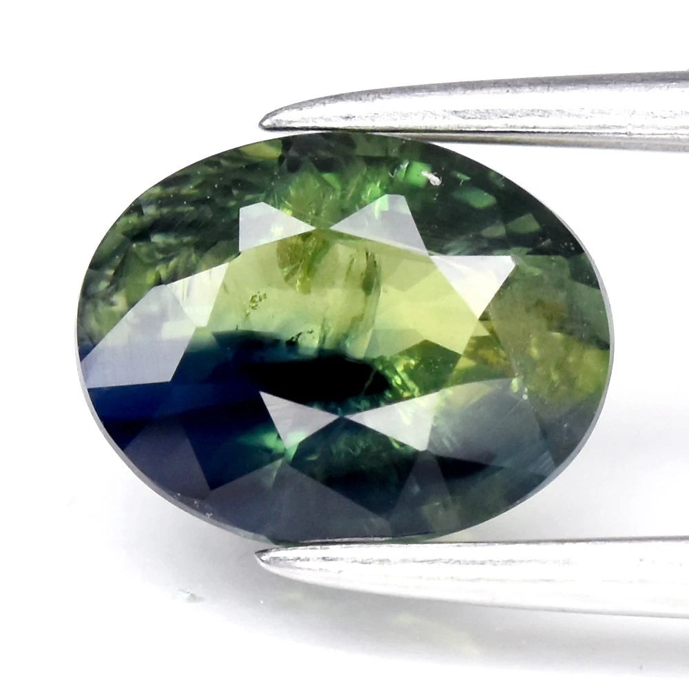 1.47ct ETW Blue Green Bi-Color Sapphire Gemstone – Oval Cut