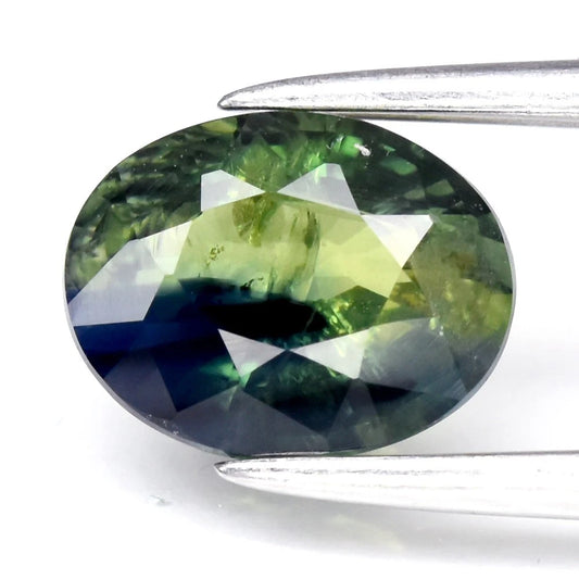 1.47ct ETW Blue Green Bi-Color Sapphire Gemstone – Oval Cut