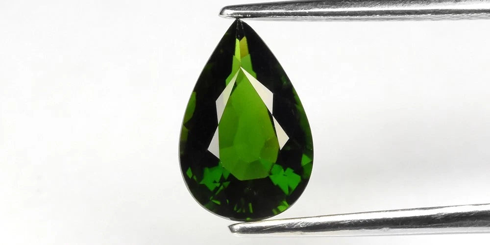 1.50ct ETW Green Chrome Tourmaline Gemstone – Pear Cut