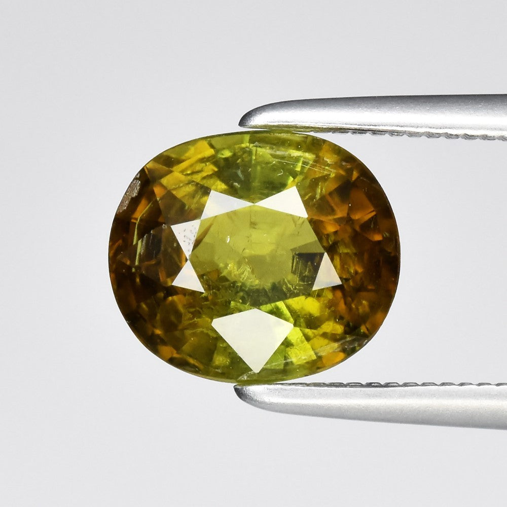 1.64ct ETW Earth-Mined Yellowish Green Tourmaline – Oval Cut, Unheated - DISCOUNTED