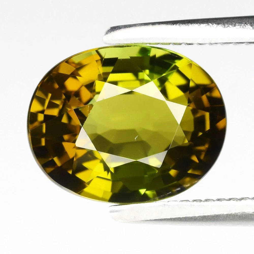 1.75ct ETW Yellow-Green Tourmaline Gemstone – Oval Cut