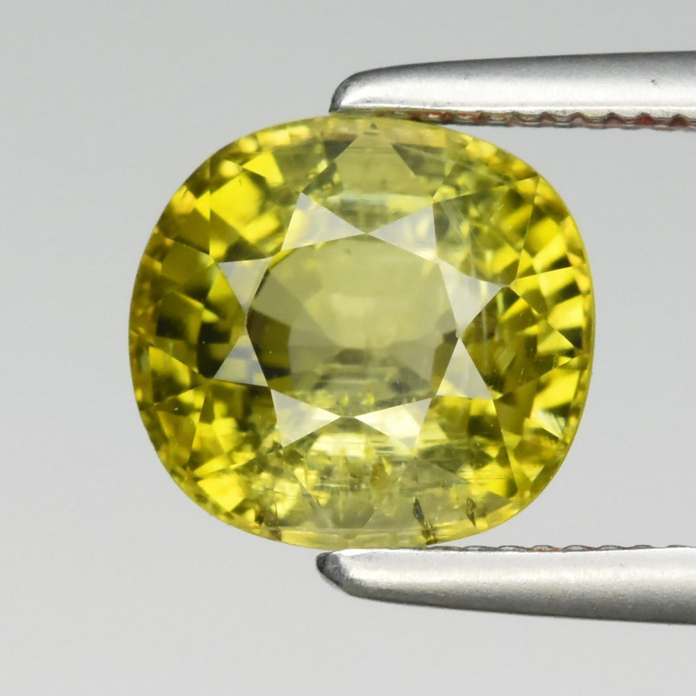 1.77ct ETW Yellowish Green Tourmaline Gemstone – Cushion Cut