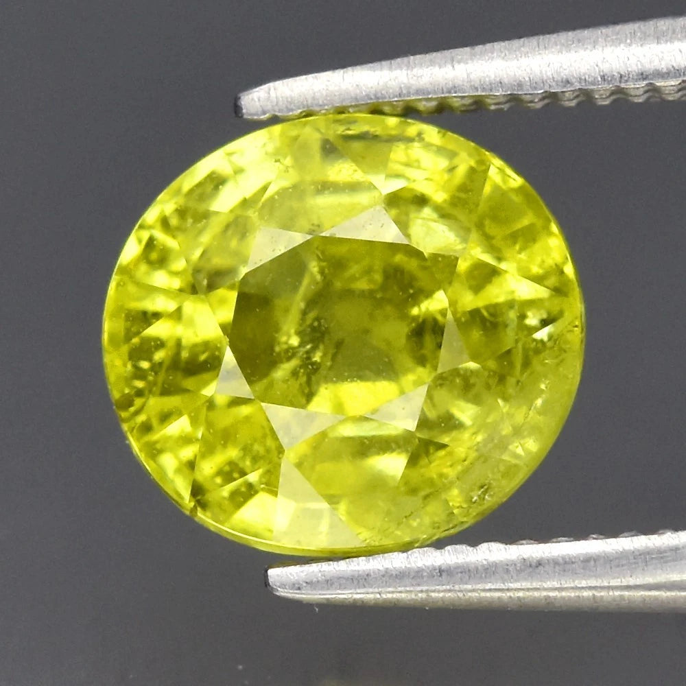 1.77ct ETW Yellowish Green Grossular Garnet Gemstone – Oval Cut