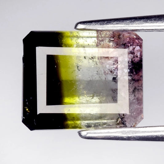 1.92ct ETW Tricolor Tourmaline Gemstone - Octagonal Cut