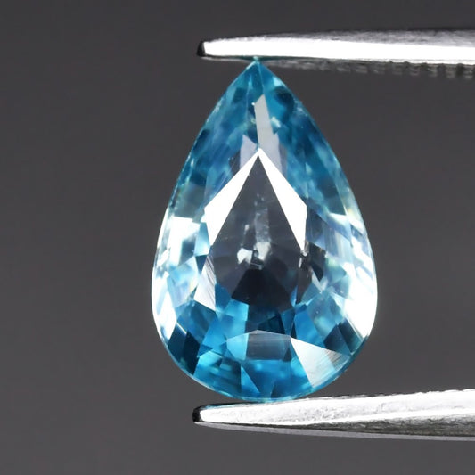 1.99ct 9.7x6.3mm VS Pear Natural Blue Zircon - Gentle Heat, Cambodia Gemstone