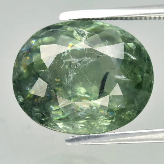 10.15ct ETW Green Tourmaline Gemstone - Oval Cut