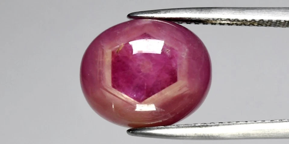 10.97ct ETW Earth-Mined Red Pink Purple Star Sapphire – Oval, 6-Ray Star