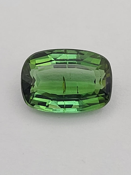 3.31ct ETW Natural Green Tourmaline Gemstone – Cushion Cut
