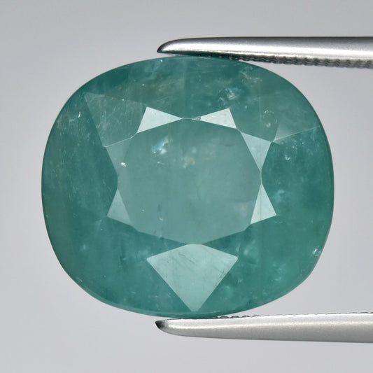 11.01ct ETW Earth-Mined Bluish Green Grandidierite – Cushion Cut, Large Stone